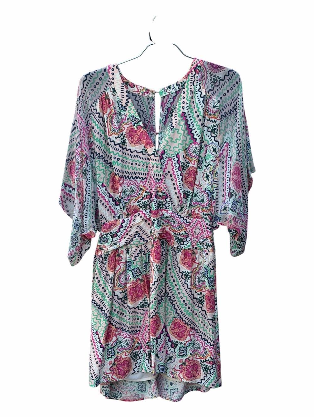 Anthropologie Maeve-  Colorful Tie-Front Mini Dress- Vneck- open back
